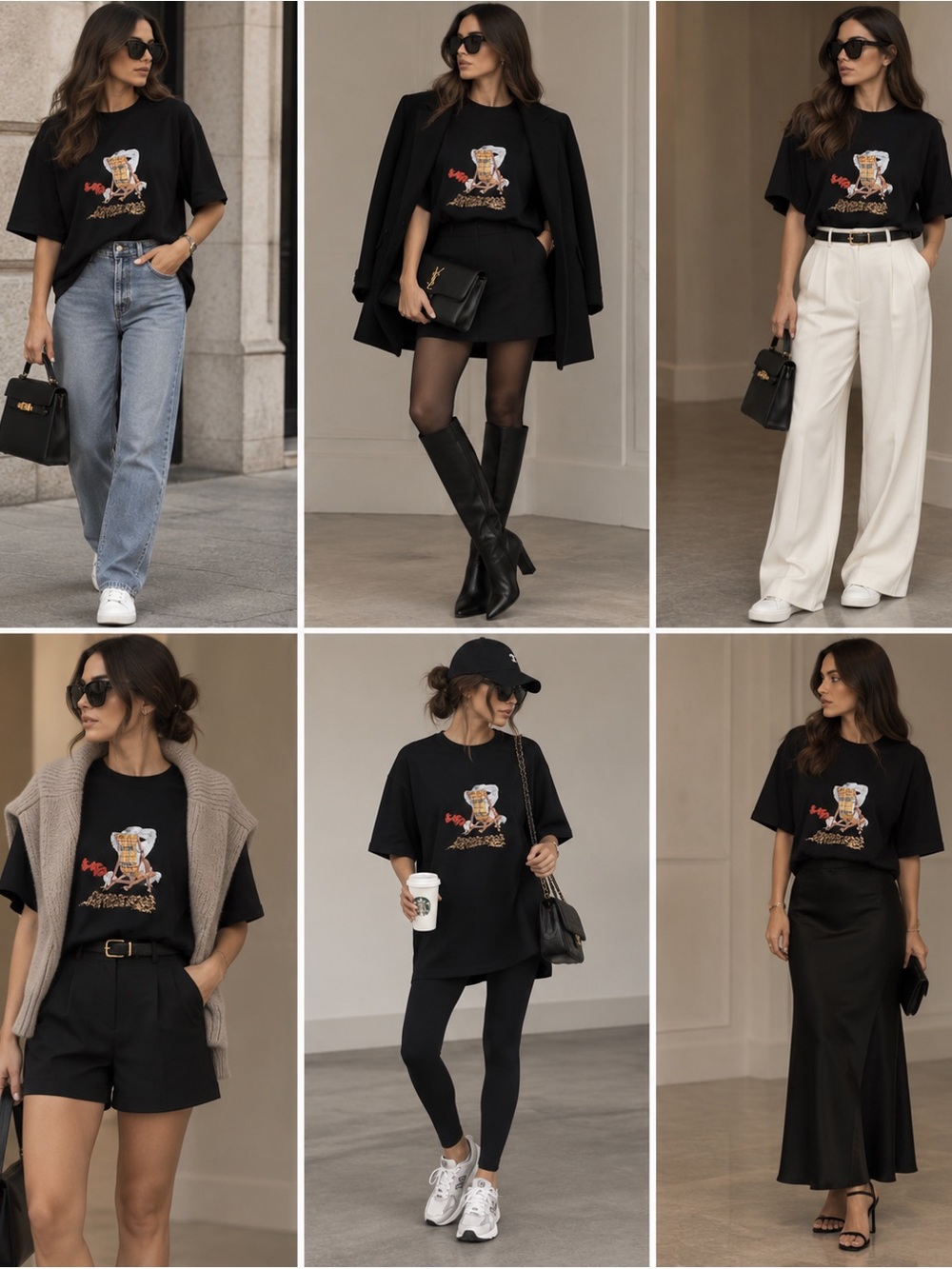 Burberry oversize Black women Short Sleeve Tee with Colorful Deck Chair Graphic